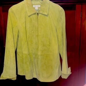 Beautiful chartreuse lined leather jacket, great looking excellent condition